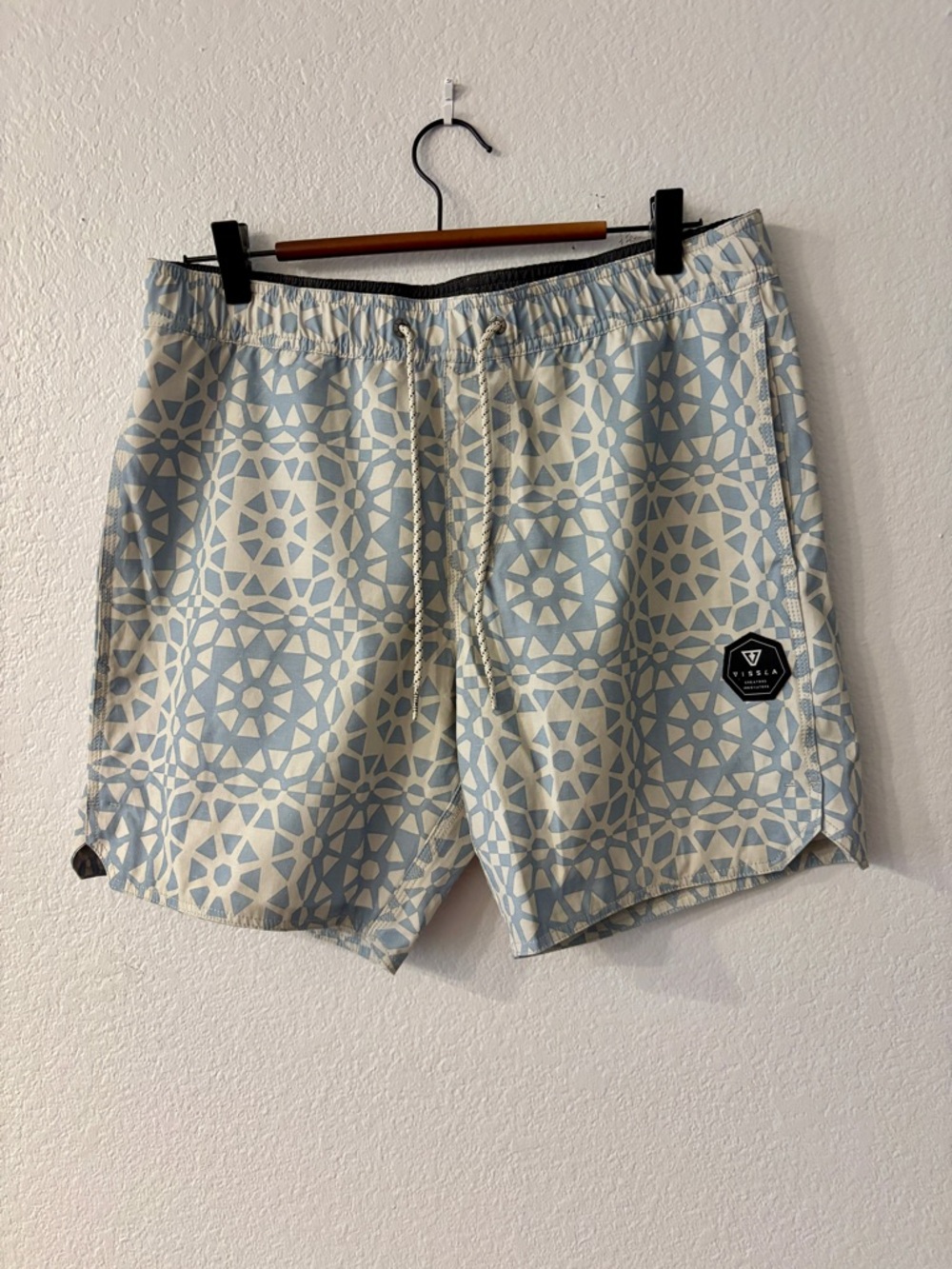 VISSLA Blue & Cream Geometric Shorts